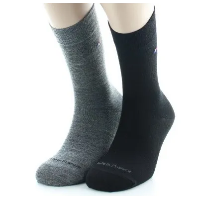 Set of 2 Men's Plain Wool Socks Made in France - Perrin Reference: 18920| Chapellerie Traclet