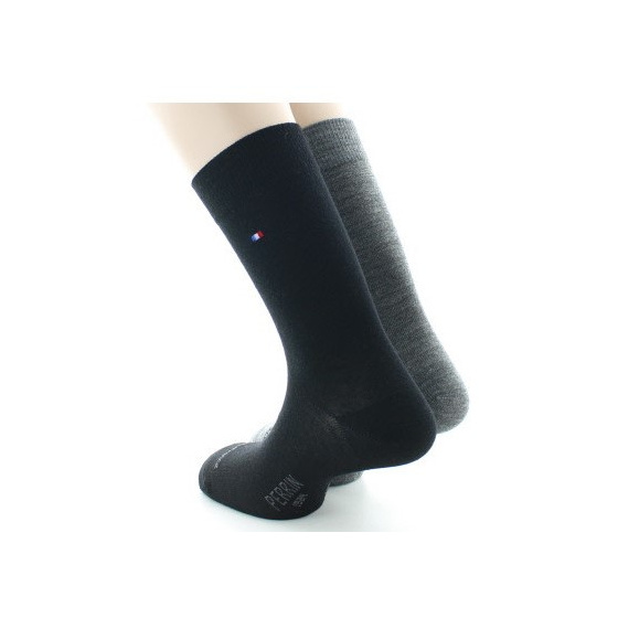 Set of 2 Men's Plain Wool Socks Made in France - Perrin