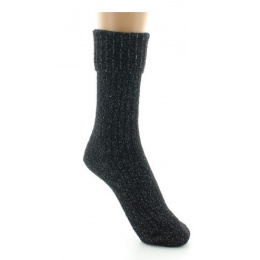 Chaussettes Femme A Cotes Noir Pailleté Made in France - Perrin
