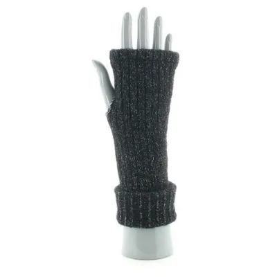 Women's Black Glittery Fingerless Gloves Made in France - Perrin  Reference: 18924 Chapellerie Traclet