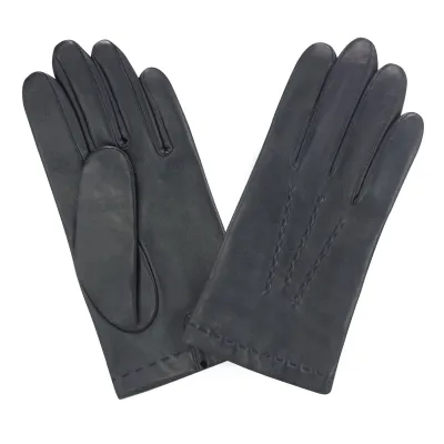 Gants Homme Cuir Doublé Soie Marine - Glove story Référence : 15081
