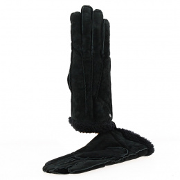 Men's Black Pig Leather Gloves - Isotoner