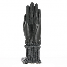 Black Fleece Lined Leather Gloves - Isotoner
