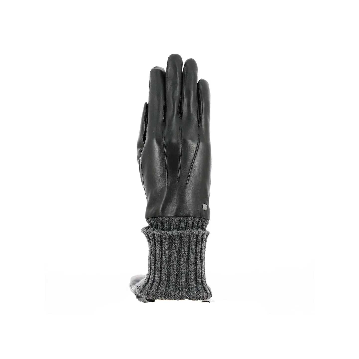 Black Fleece-Lined Leather Gloves - Isotoner Reference: 15043