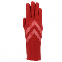 Polyester Gloves with Leather Chevrons and Fleece Lining - Isotoner
