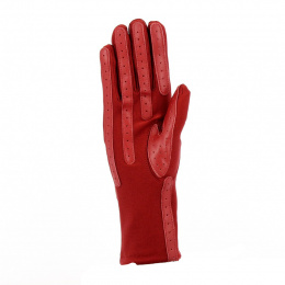 Polyester Gloves with Leather Chevrons and Fleece Lining - Isotoner