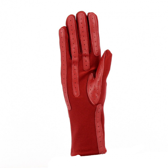 Polyester Gloves with Leather Chevrons and Fleece Lining - Isotoner Polyester Gloves with Leather Chevrons and Fleece Lining - Isotoner