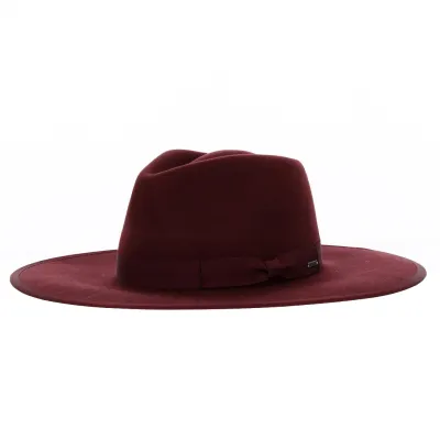 Jo Rancher Wool Felt Fedora Hat in Burgundy - Brixton Reference: 18983