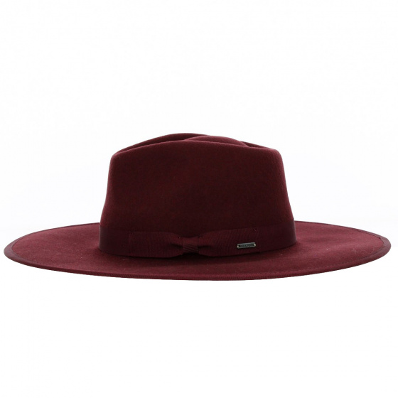 Jo Rancher Wool Felt Fedora Hat in Burgundy - Brixton