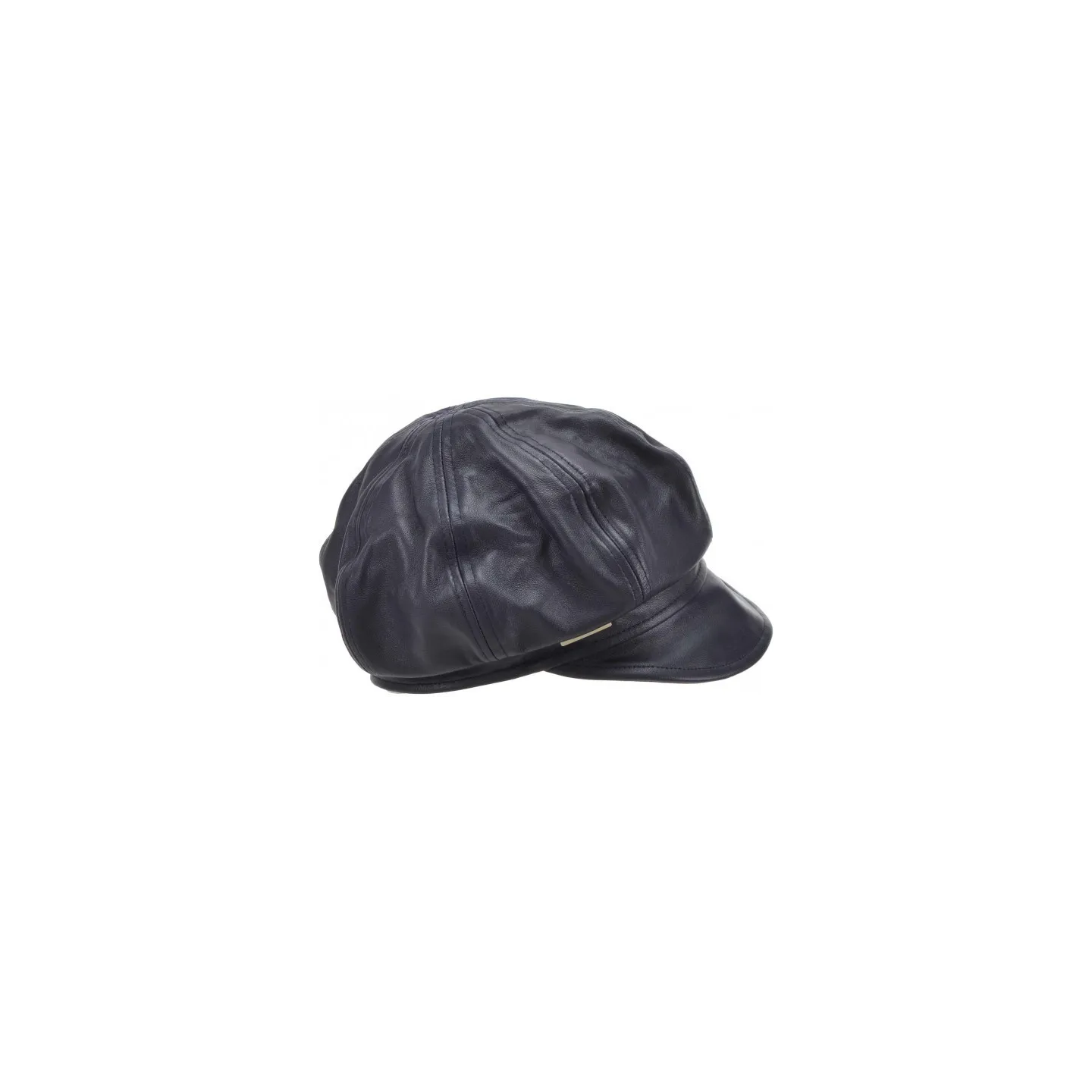 Black Leather Newsboy Cap - Seeberger