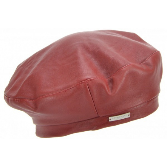 Red Anna Leather Basque Beret - Seeberger