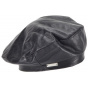 Black Anna Leather Basque Beret - Seeberger