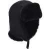 Chapka Harbin Cuir D'Agneau Noir - Seeberger