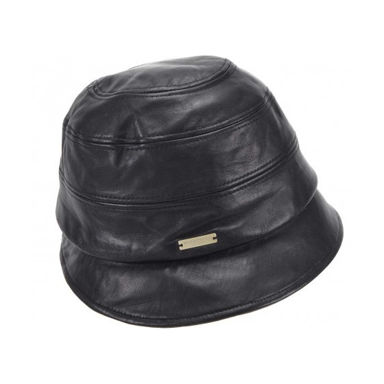 Camille Leather Black Cloche Hat - Seeberger