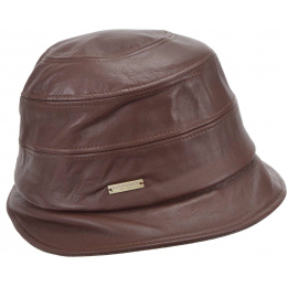 Camille Leather Cloche Hat Burgundy - Seeberger