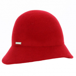 Léa Red Wool Cloche Hat - Seeberger