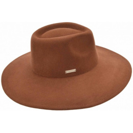 Seeberger Wide Brim Fedora Hat Lola in Reddish Brown