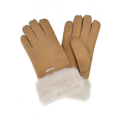 Moufle Cuir Fourrure Mouton Doublure Kangol Traclet Marron Reference : 308 | Chapellerie Traclet