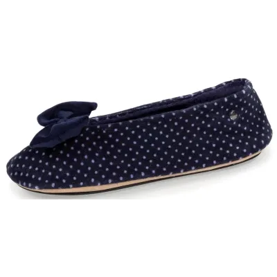 Chaussons Ballerines Femme Pois Nœud Marine - Isotoner