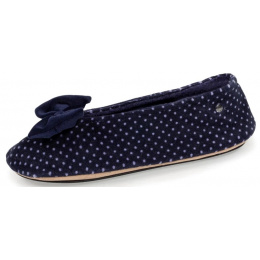 Women's Polka Dot Bow Navy Ballet Slippers - Isotoner