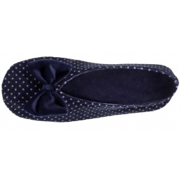 Women's Polka Dot Bow Navy Ballet Slippers - Isotoner