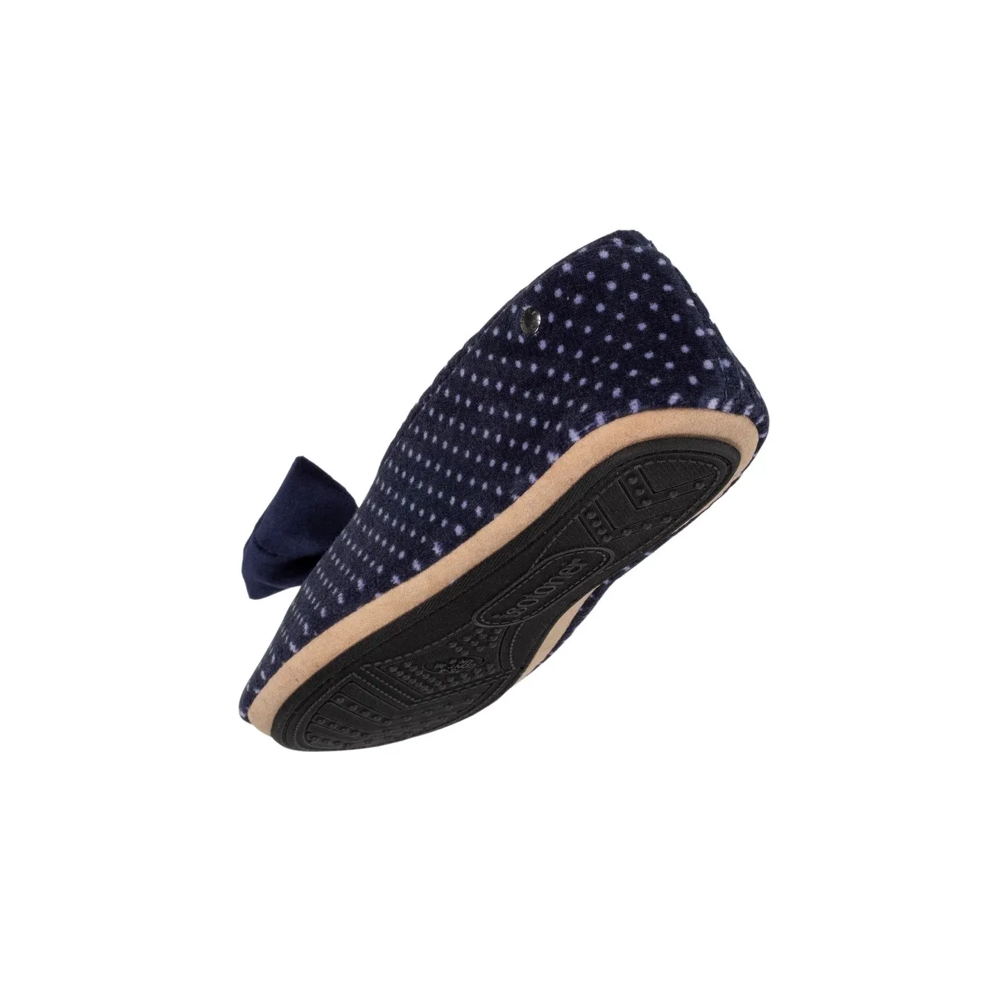 Chaussons Ballerines Femme Pois Nœud Marine - Isotoner  Reference : 19041| Chapellerie Traclet