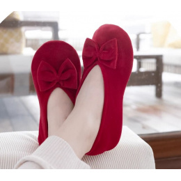 Women's Ballet Slippers with Red Bow - Isotoner