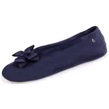 Women's Navy Bow Ballet Slippers - Isotoner ref 14484 - Traclet hat shop