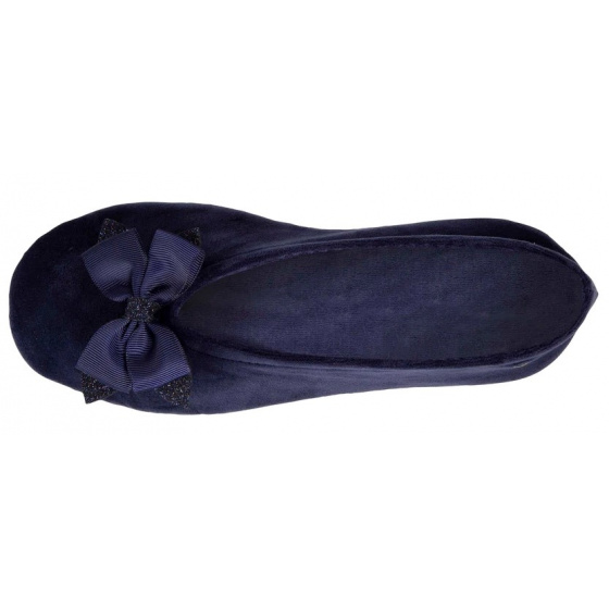 Women's Navy Bow Ballet Slippers - Isotoner