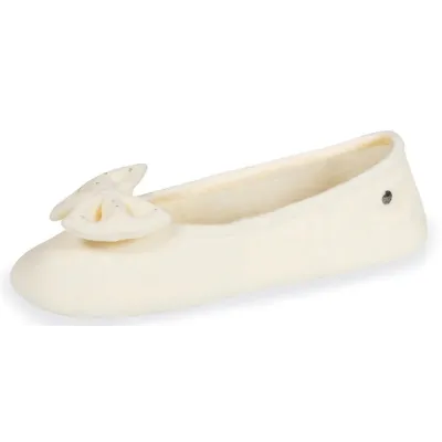 Women's Ballet Slippers with Rhinestone Bow Ivory - Isotoner - Traclet Boutique Reference: 19046| Chapellerie Traclet