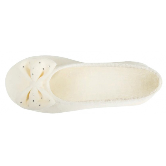 Women's Ballet Slippers with Rhinestone Bow Ivory - Isotoner