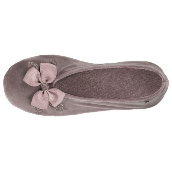 Chaussons Ballerines Femme Nœud Taupe - Isotoner Chaussons Ballerines Femme Nœud Taupe - Isotoner