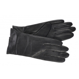 Women's Black Sheepskin Leather Gloves - Seeberger