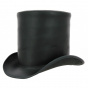 17cm Black Leather Top Hat - American Hat makers