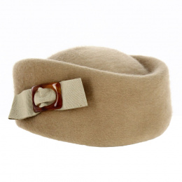 Caroline Wool Beige Military Cap - Traclet