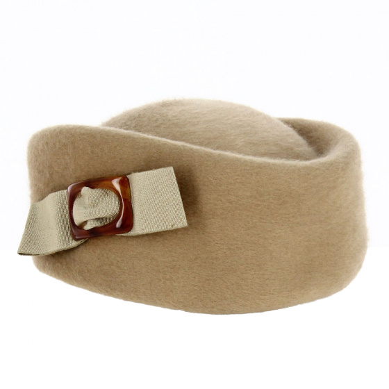 Caroline Wool Beige Military Cap - Traclet