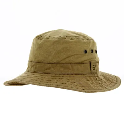 Waterproof Oiled Cotton Bucket Hat Camel - Stetson Reference: 19076