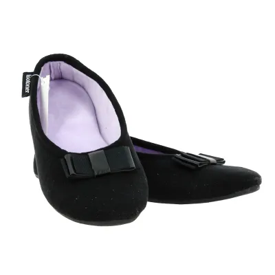 Black Suede Ballet Flats - Isotoner Reference: 19089 | Chapellerie Traclet