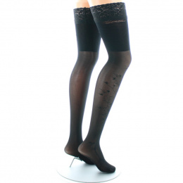 40D Tree and Lace Hold-Ups Black - Berthe