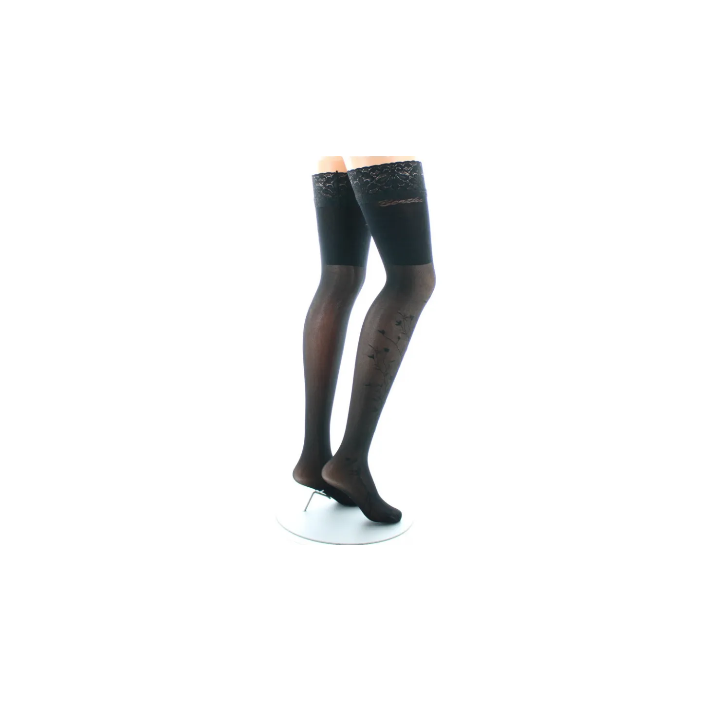 40D Tree and Lace Hold-Ups Black - Berthe Reference: 16761