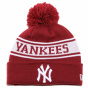 Jake NY Yankees Burgundy Pom Pom Beanie - New Era