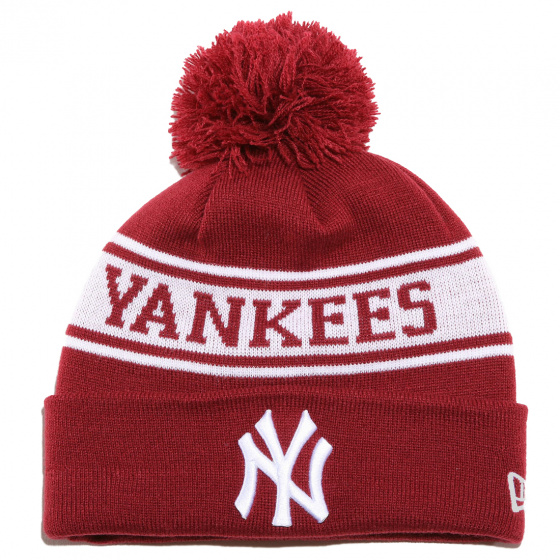 Jake NY Yankees Burgundy Pom Pom Beanie - New Era