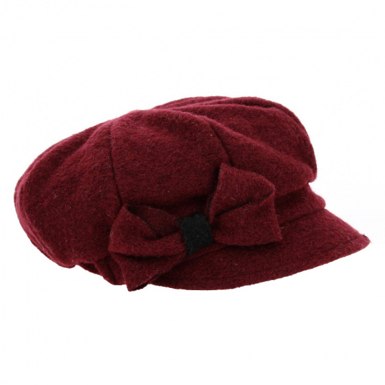Burgundy Wool Zabou Newsboy Cap - Traclet