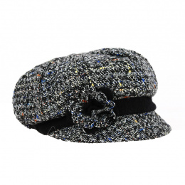 Grey Wool Flower Newsboy Cap - Traclet