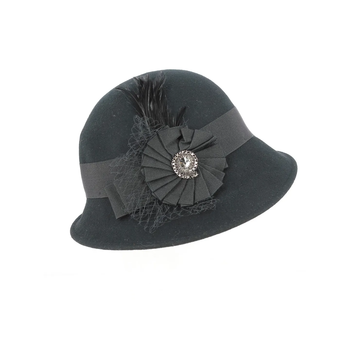 Monique cloche hat black wool