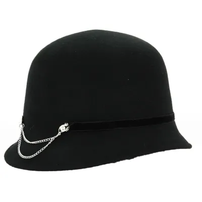 Black Wool Eyes Cloche Hat - Traclet Reference: 19104 | Traclet Millinery