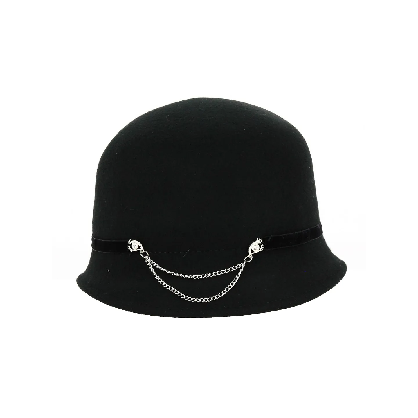 Black Wool Eyes Cloche Hat - Traclet Reference: 19104 | Traclet Millinery