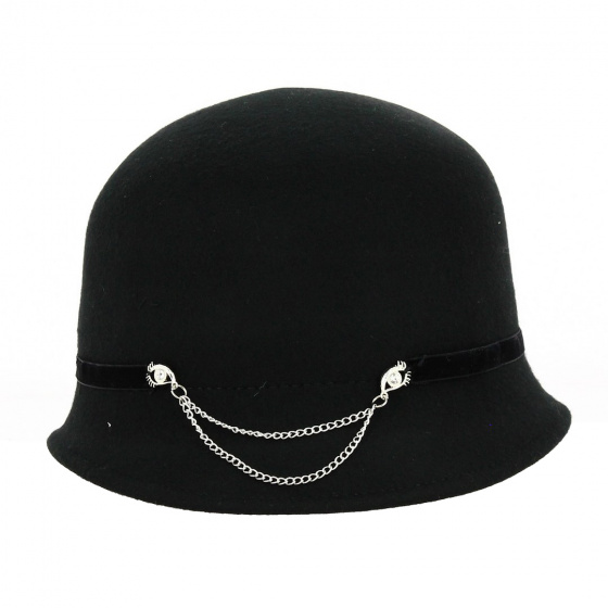 Martine Wool Cloche Hat Black - Traclet
