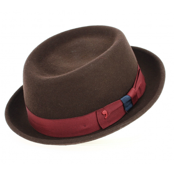 Marcel Porkpie Hat Brown Felt - Traclet