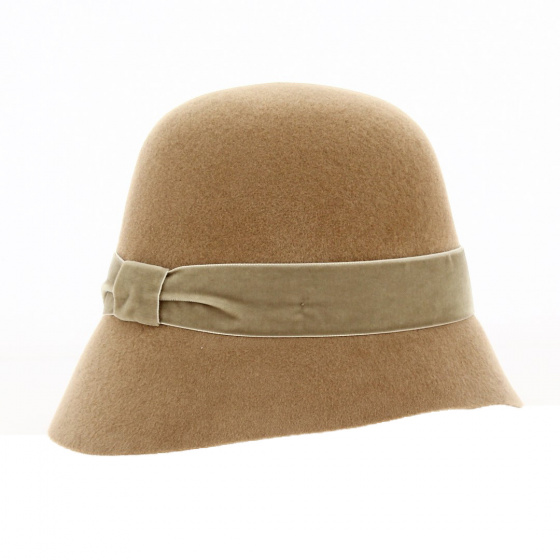 Wool Felt & Velvet Cloche Hat - Kopka